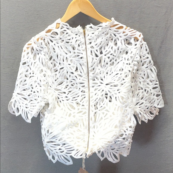 Anthropologie Forever That Girl White Floral Cutout Blouse - Picture 5 of 8